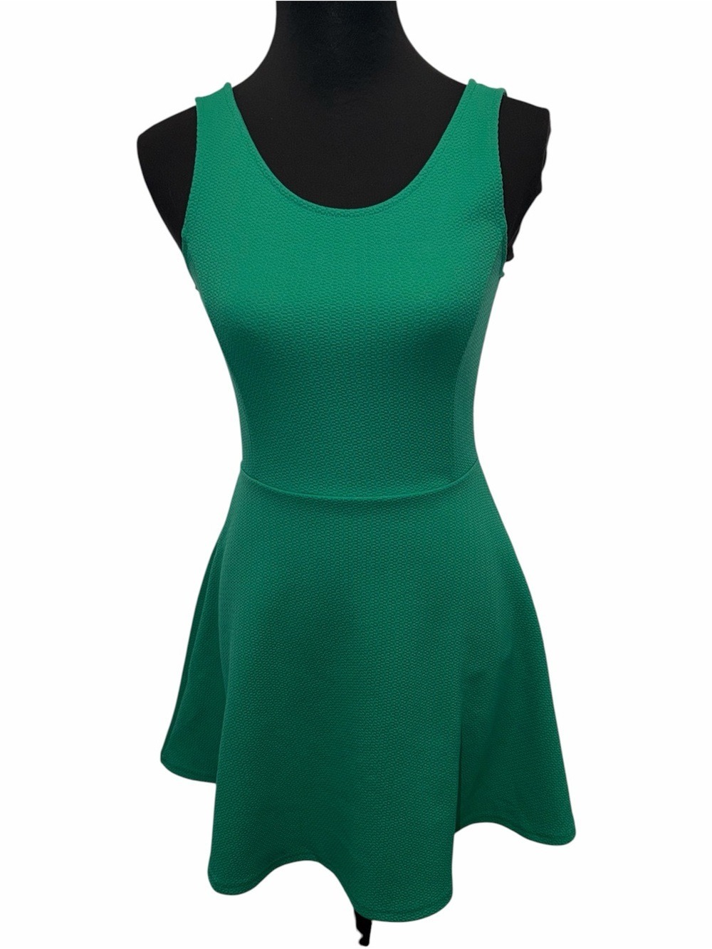 H&M Divided Size 6 Green Textured Fit & Flare Skater Dress
